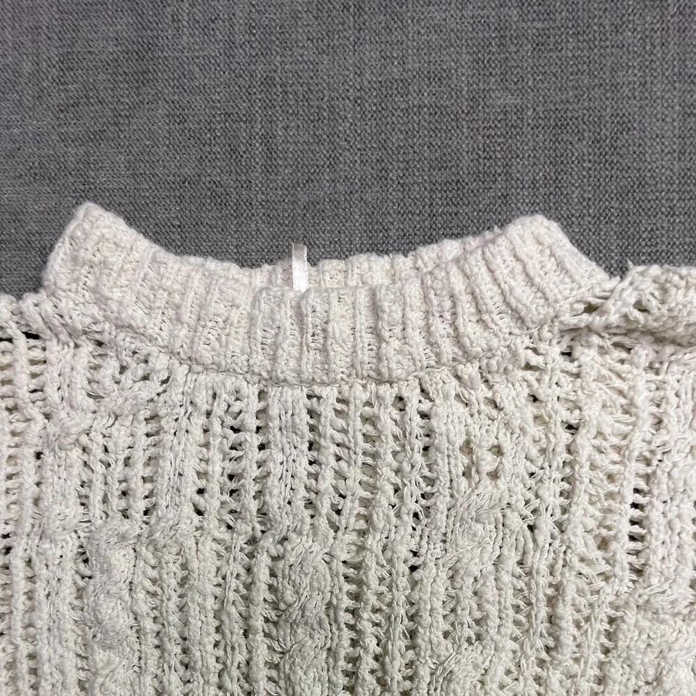Free People Cropped Sweater Womens 2XS Cream Chunky Knit Mock Neck Pullover